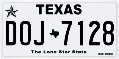 TX license plate DOJ7128