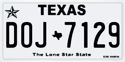 TX license plate DOJ7129