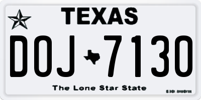 TX license plate DOJ7130