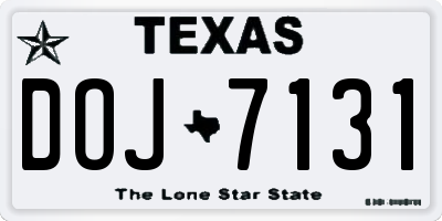TX license plate DOJ7131