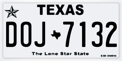 TX license plate DOJ7132