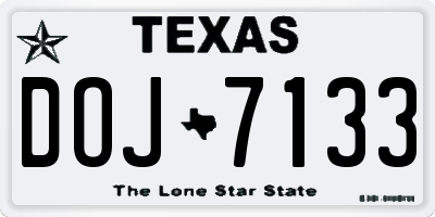 TX license plate DOJ7133