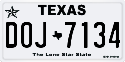 TX license plate DOJ7134