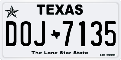 TX license plate DOJ7135