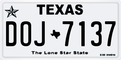 TX license plate DOJ7137