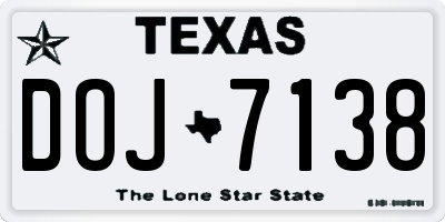 TX license plate DOJ7138