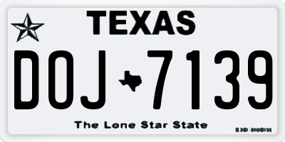 TX license plate DOJ7139