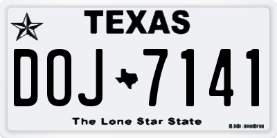 TX license plate DOJ7141