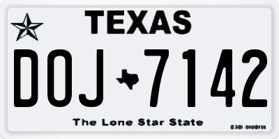 TX license plate DOJ7142