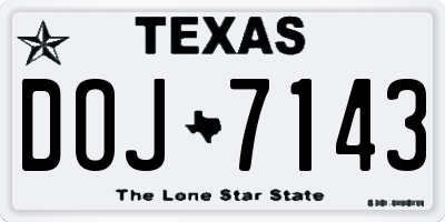 TX license plate DOJ7143