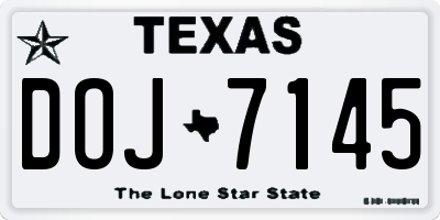 TX license plate DOJ7145