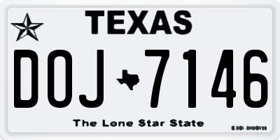 TX license plate DOJ7146
