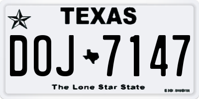 TX license plate DOJ7147