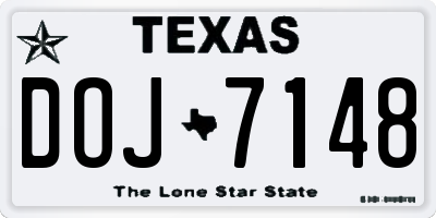 TX license plate DOJ7148