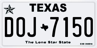 TX license plate DOJ7150