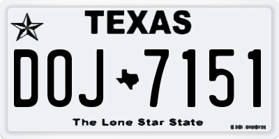 TX license plate DOJ7151