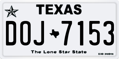 TX license plate DOJ7153