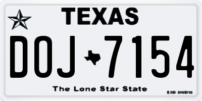 TX license plate DOJ7154