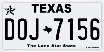 TX license plate DOJ7156