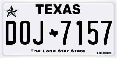 TX license plate DOJ7157
