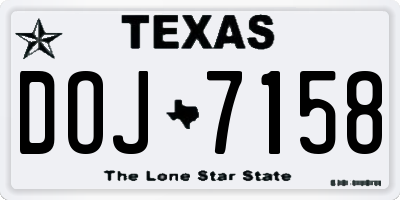 TX license plate DOJ7158