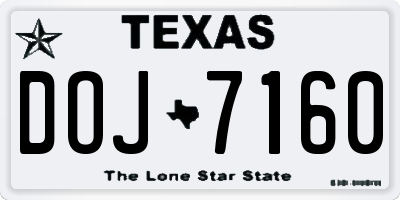 TX license plate DOJ7160
