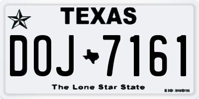 TX license plate DOJ7161