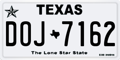 TX license plate DOJ7162