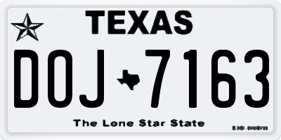 TX license plate DOJ7163