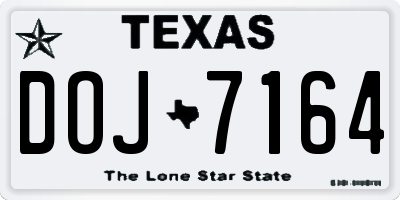 TX license plate DOJ7164