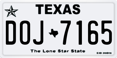TX license plate DOJ7165