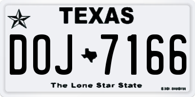 TX license plate DOJ7166
