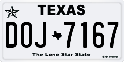 TX license plate DOJ7167