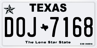 TX license plate DOJ7168