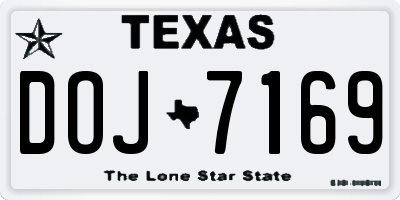 TX license plate DOJ7169
