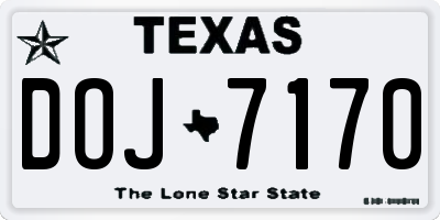 TX license plate DOJ7170