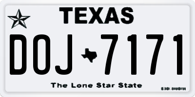 TX license plate DOJ7171