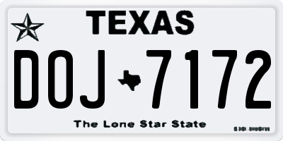 TX license plate DOJ7172