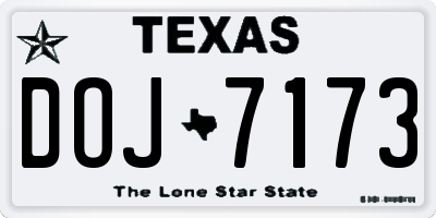 TX license plate DOJ7173