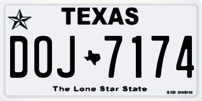 TX license plate DOJ7174