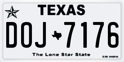 TX license plate DOJ7176
