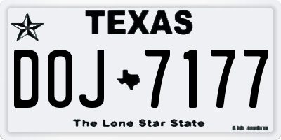 TX license plate DOJ7177