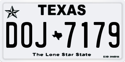 TX license plate DOJ7179