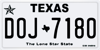 TX license plate DOJ7180