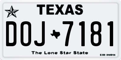 TX license plate DOJ7181
