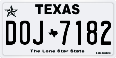 TX license plate DOJ7182
