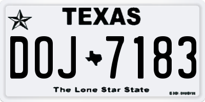 TX license plate DOJ7183