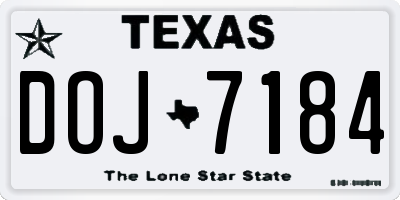 TX license plate DOJ7184