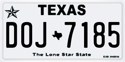 TX license plate DOJ7185