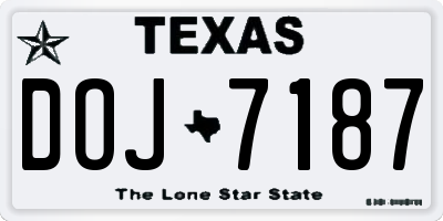 TX license plate DOJ7187